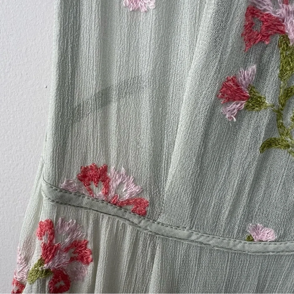 Free People Sheer Floral Embroidered Midi Dress Prairie Cottage Fairy